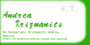 andrea krizmanits business card